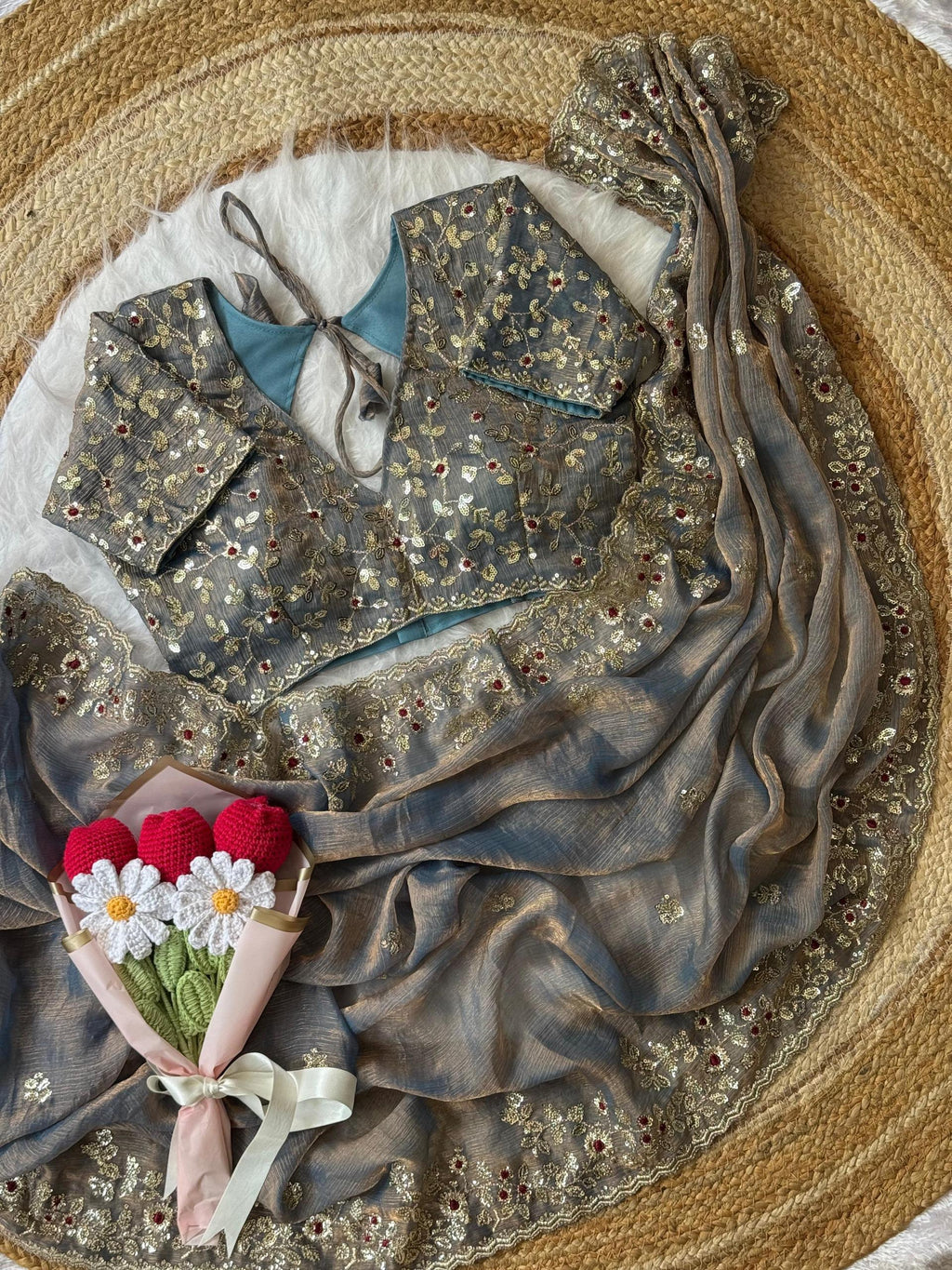 Cruch chiffon saree AP 1007