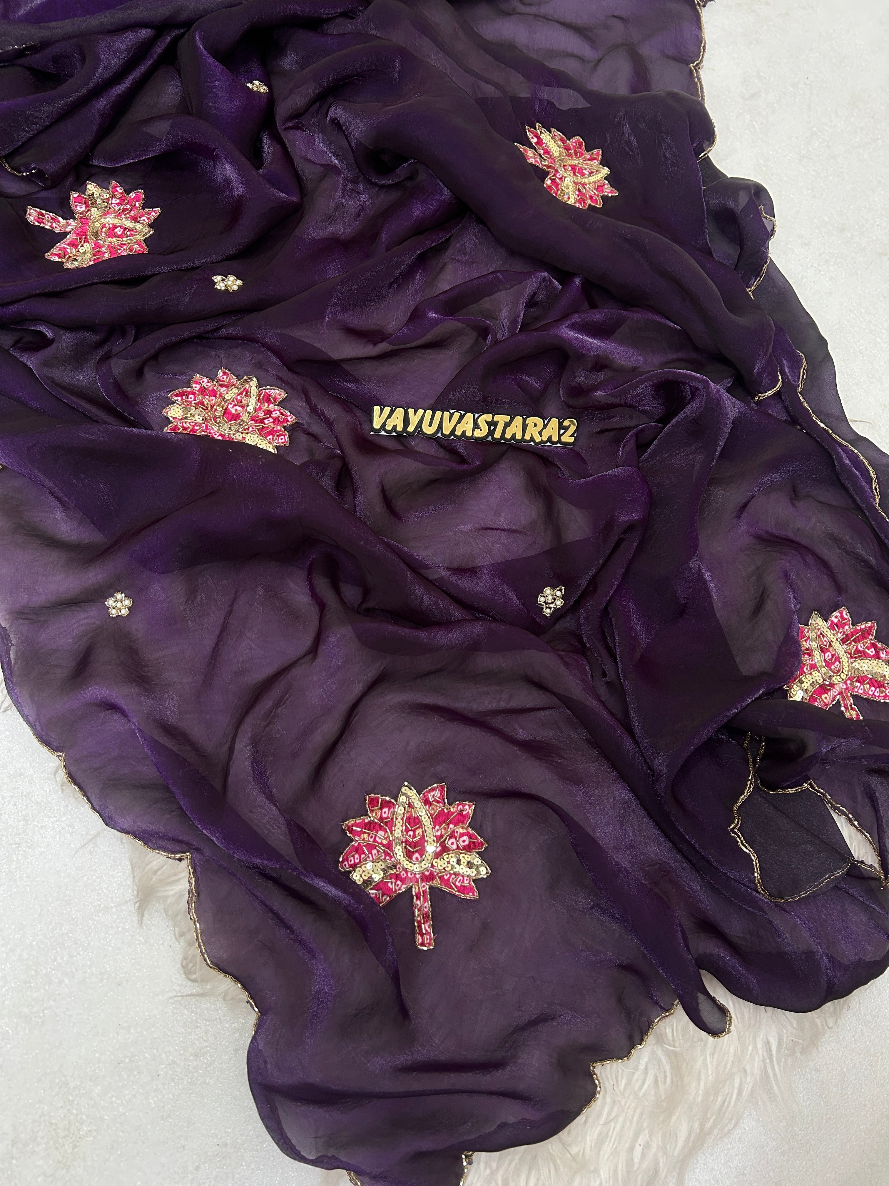 Space Silk hand work saree 1043