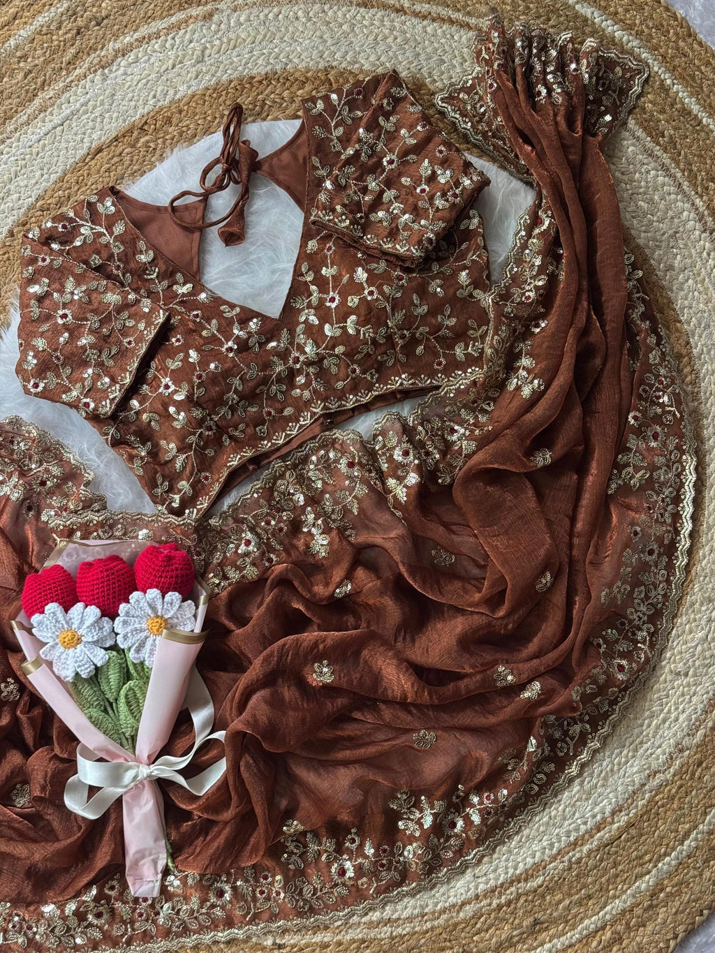 Cruch chiffon saree AP 1007