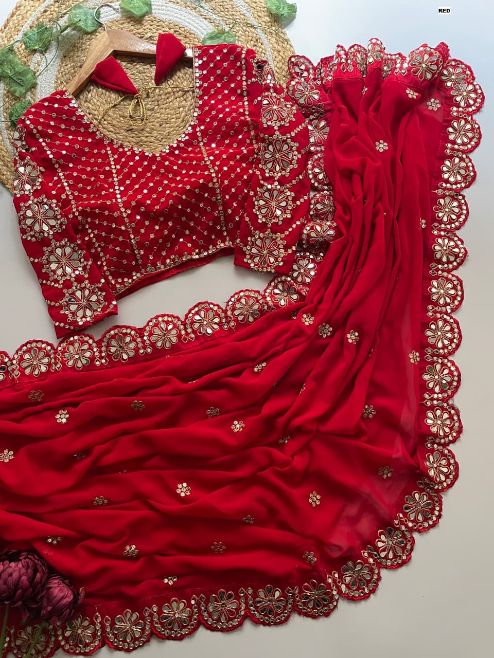 Mirror gorget saree 1058