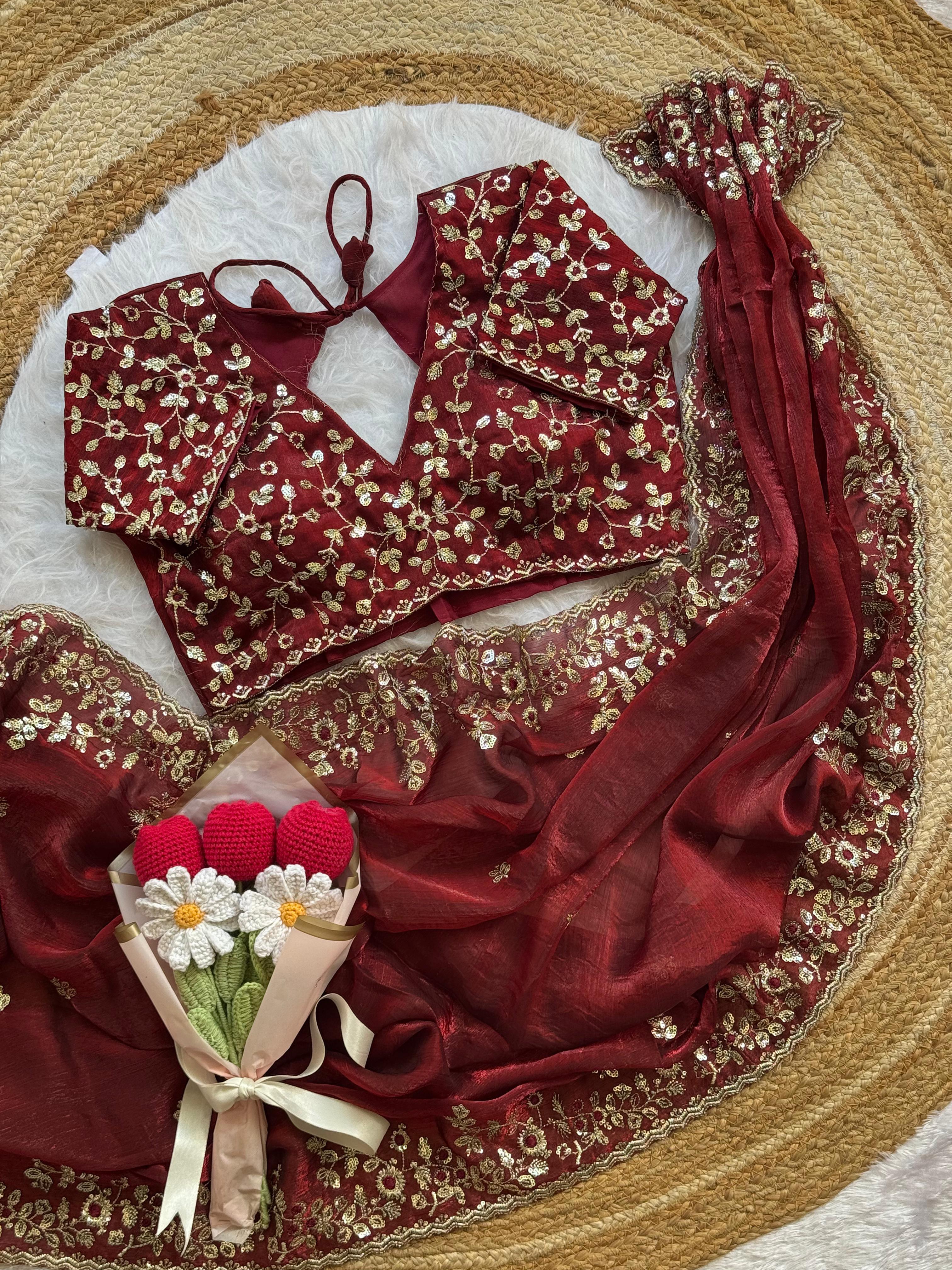 Cruch chiffon saree AP 1007