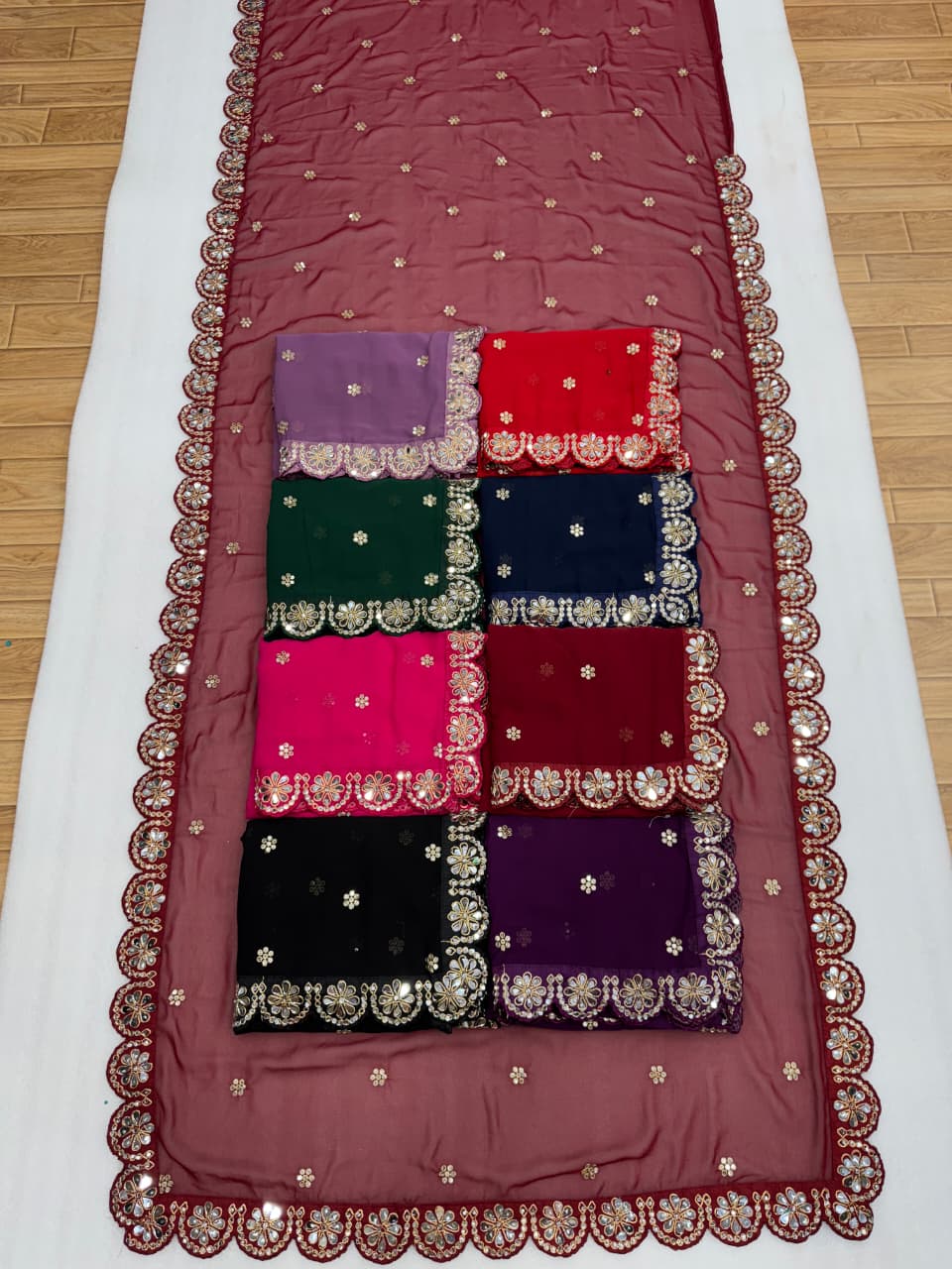 Mirror gorget saree 1058