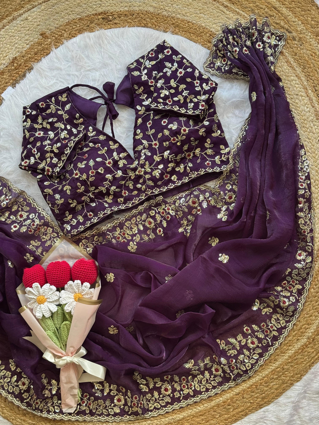 Cruch chiffon saree AP 1007