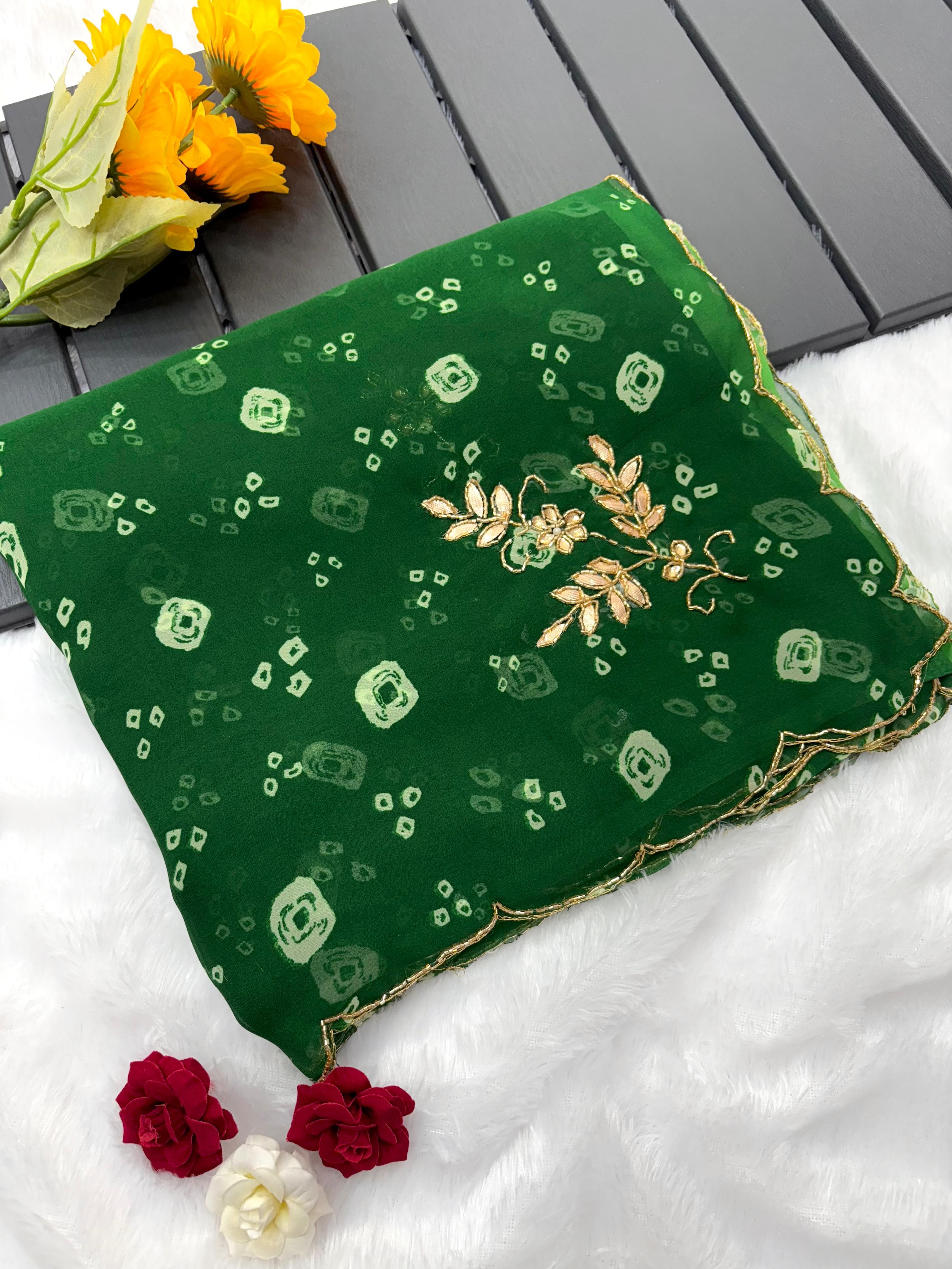 Gorget hand work saree jk 1050