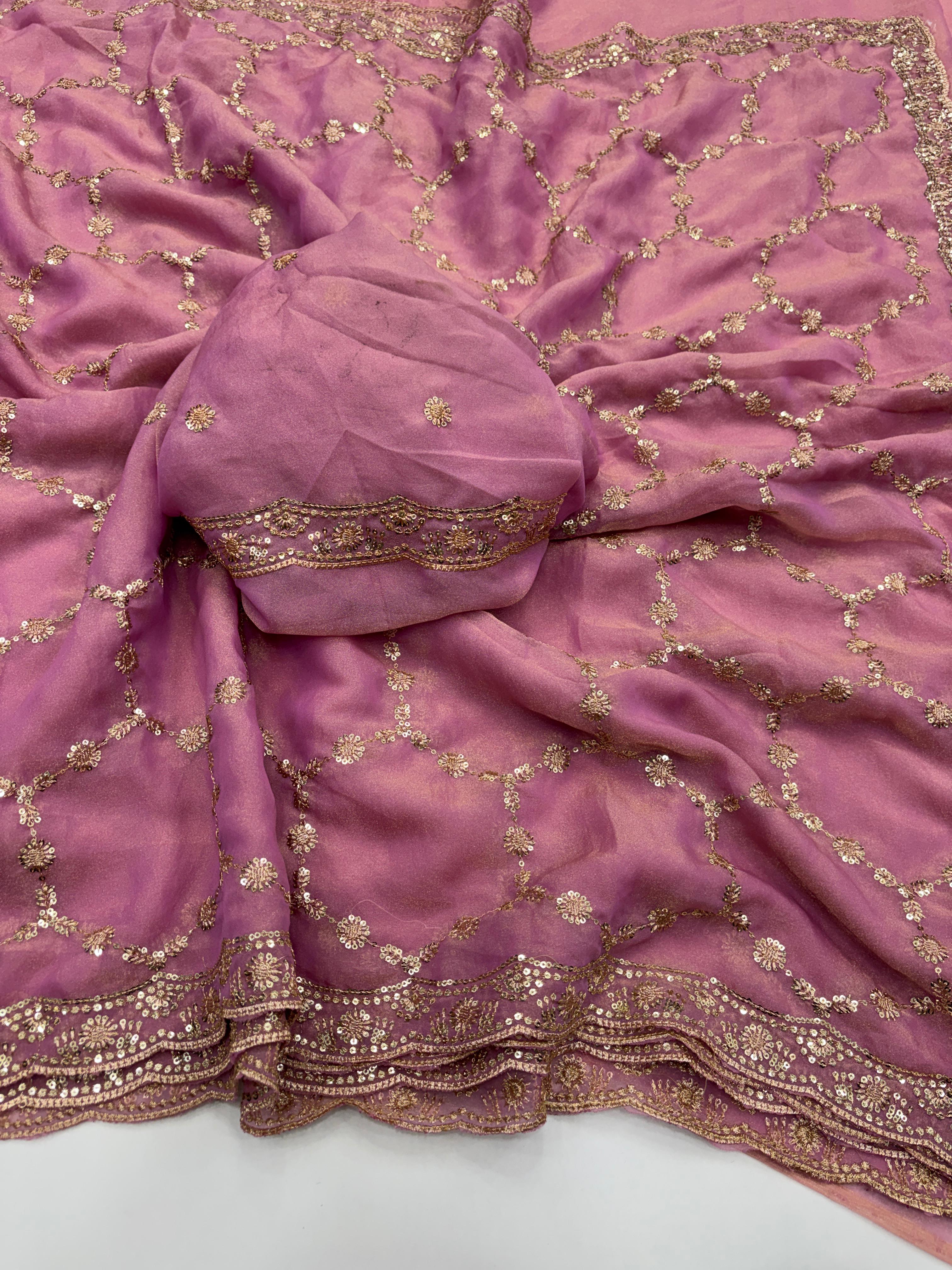 Moos chiffon slik saree prt 1041