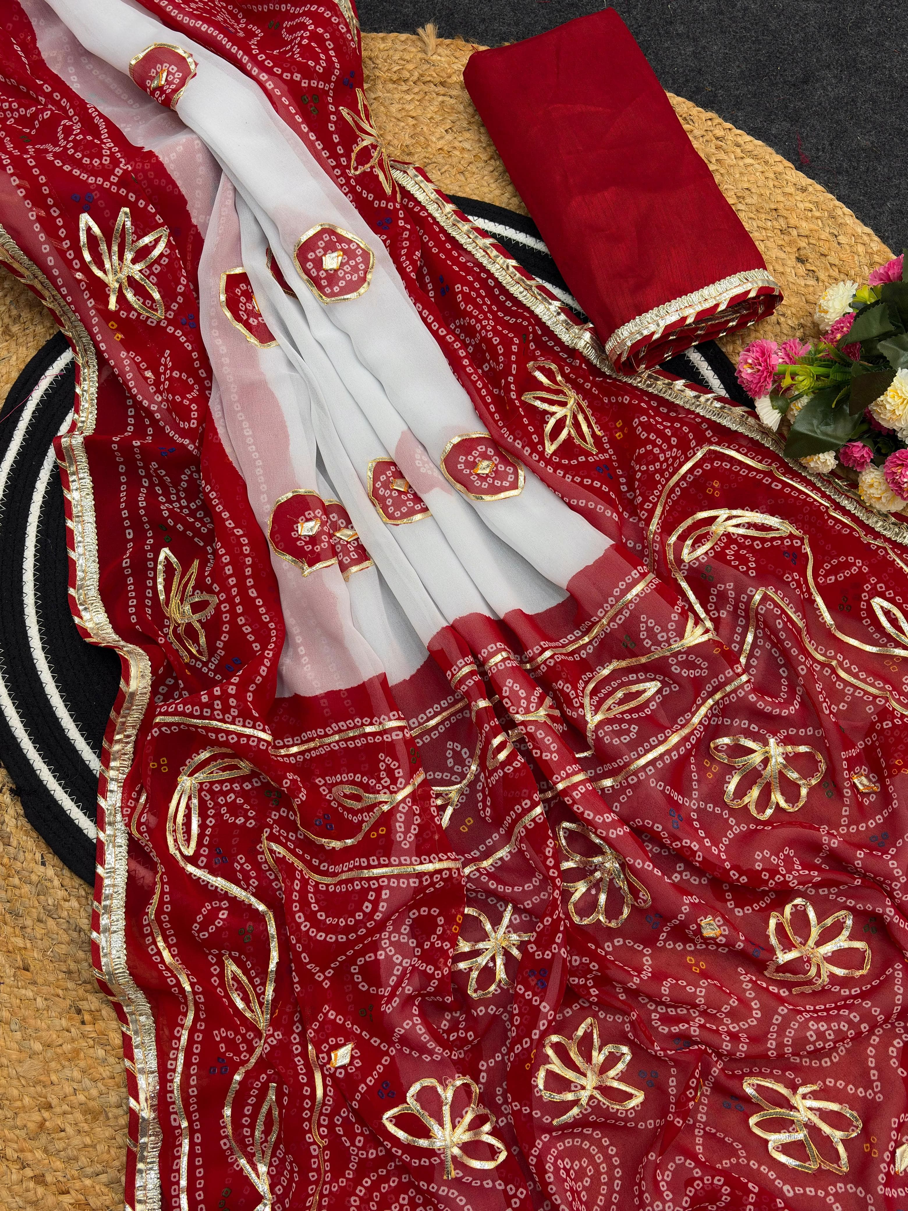 Gorget gota pati saree j k 1046