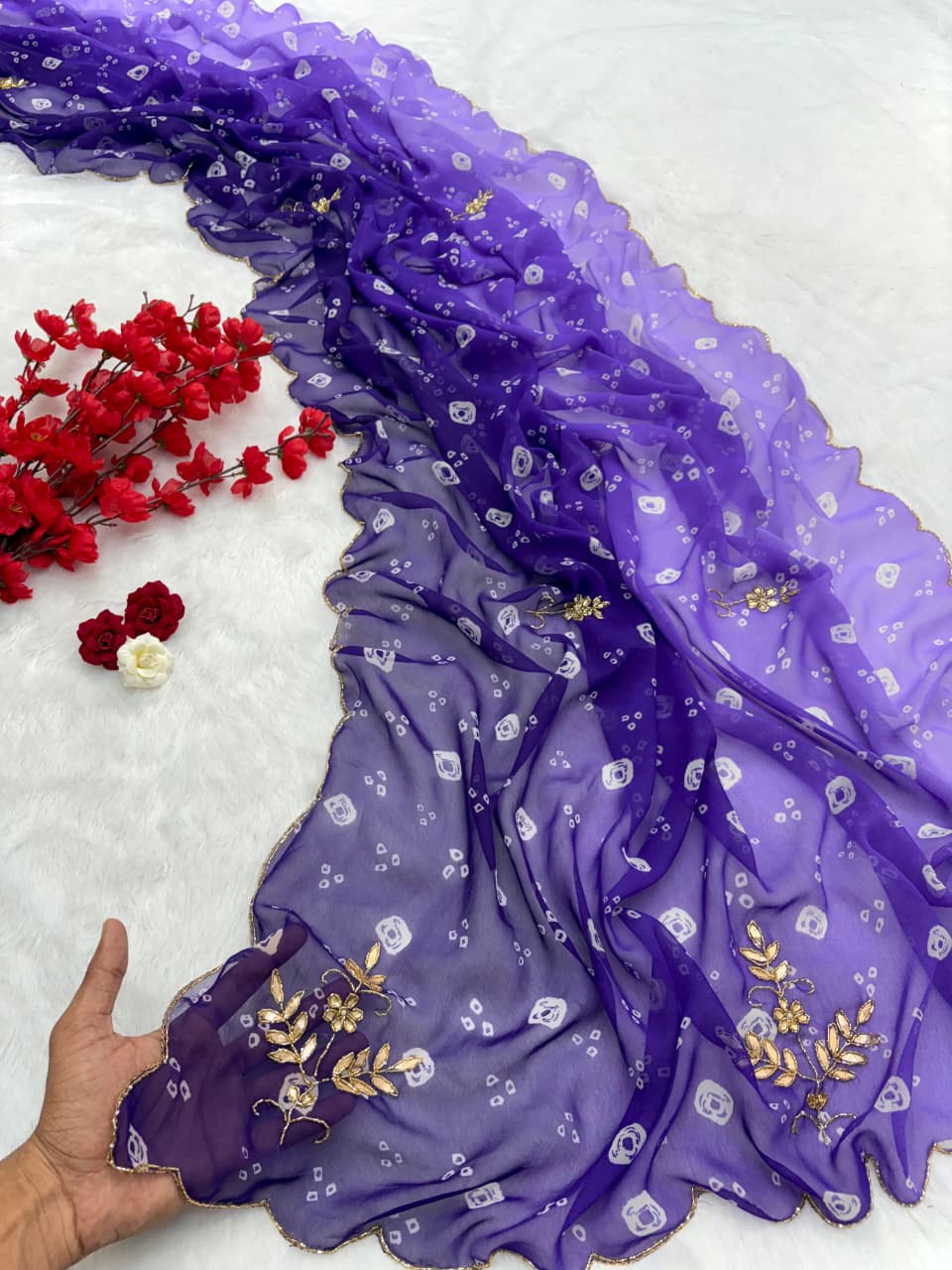 Gorget hand work saree jk 1050