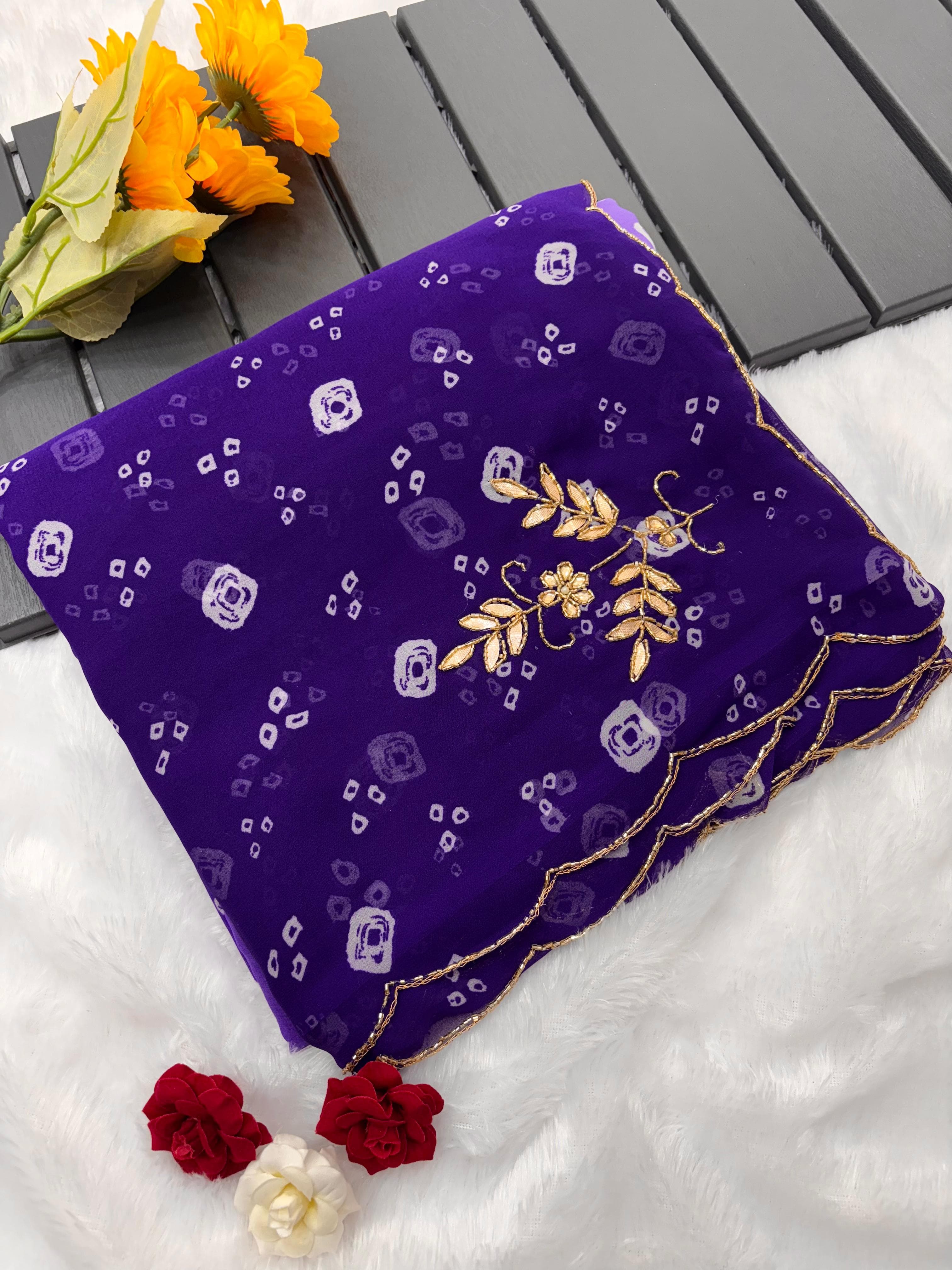 Gorget hand work saree jk 1050