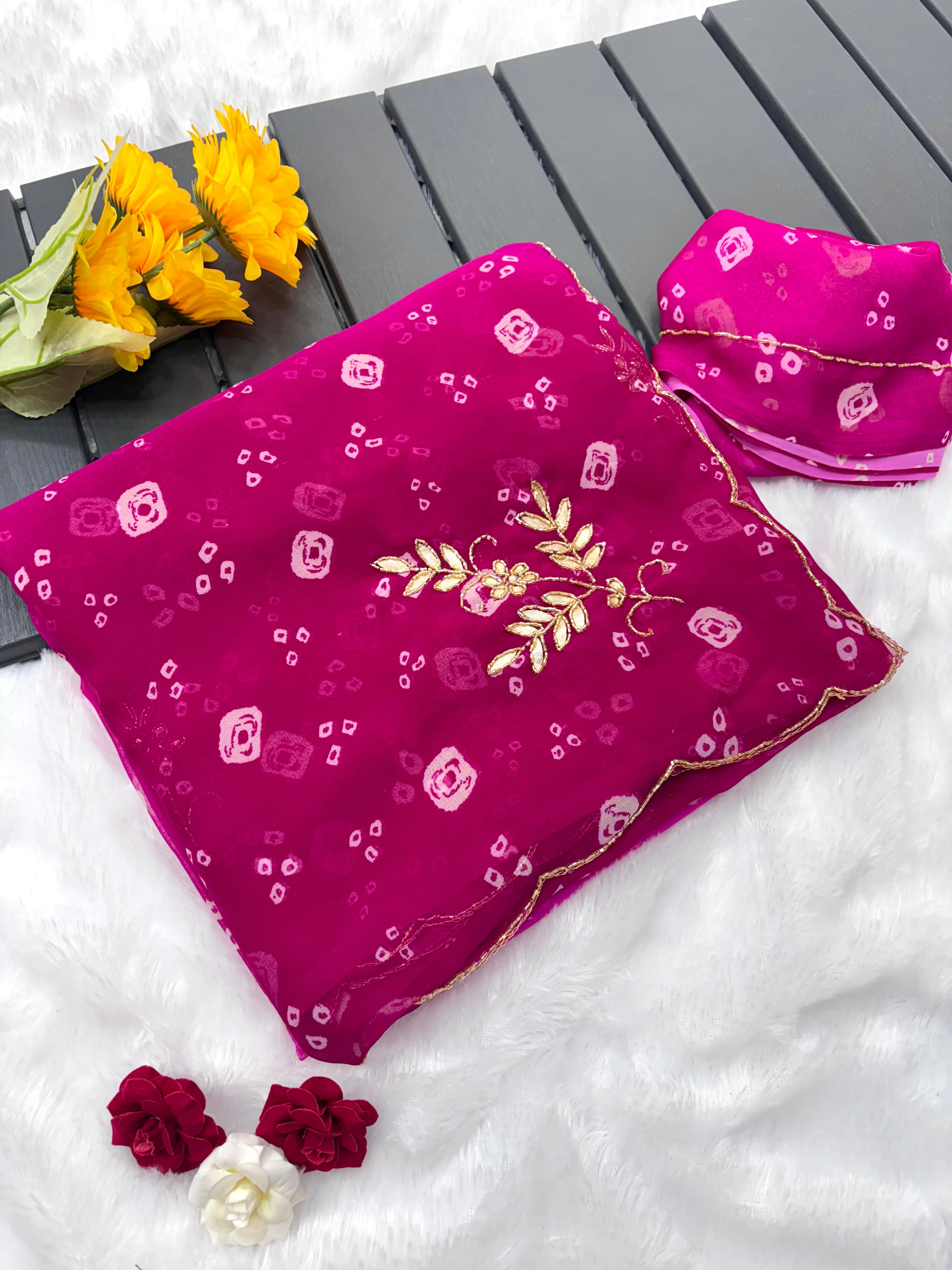 Gorget hand work saree jk 1050