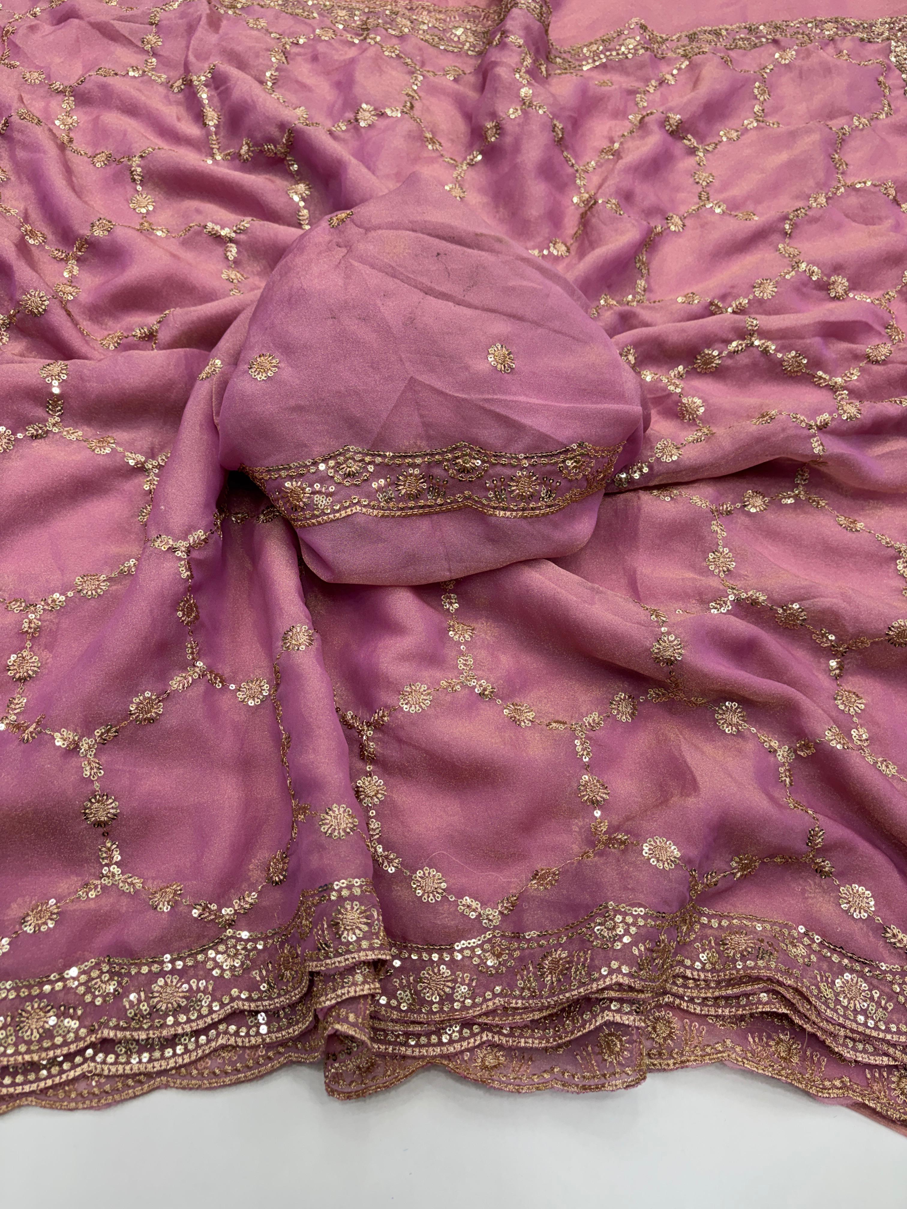 Moos chiffon slik saree prt 1041