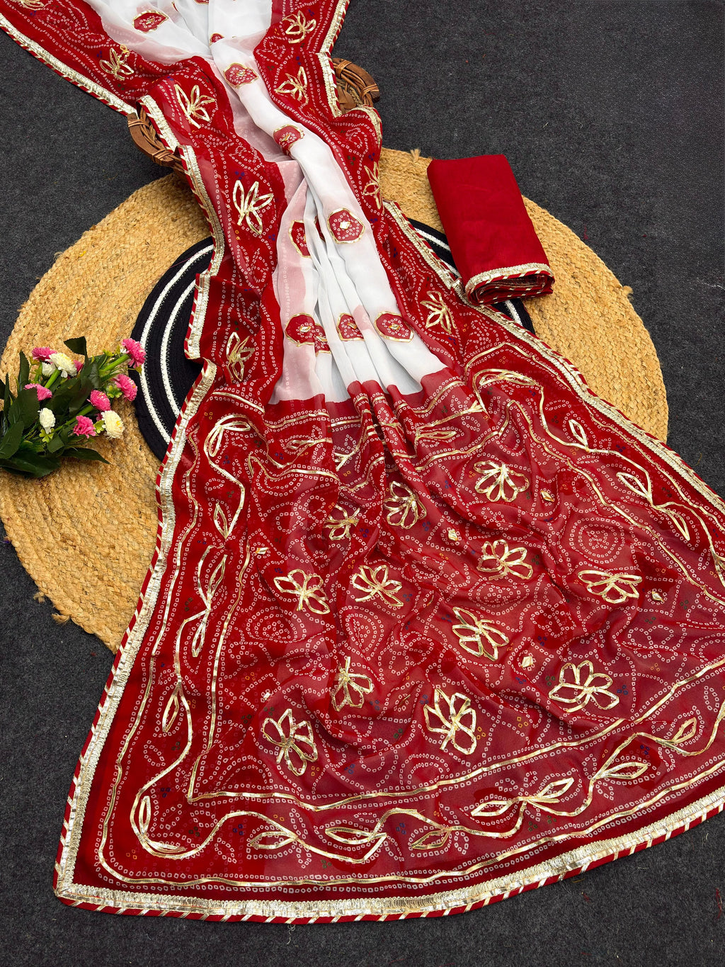 Gorget gota pati saree j k 1046